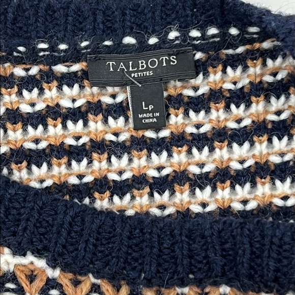 Talbots Navy Blue Boat Neck Sweater L P - Picture 5 of 5